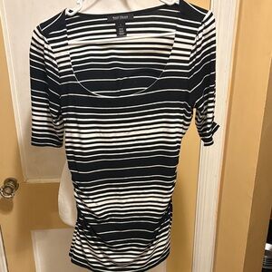 White House Black Market Black and White Striped Tee